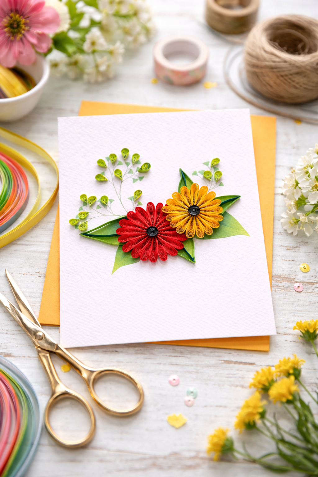 Quilling 'Thinking of You" Greeting Card