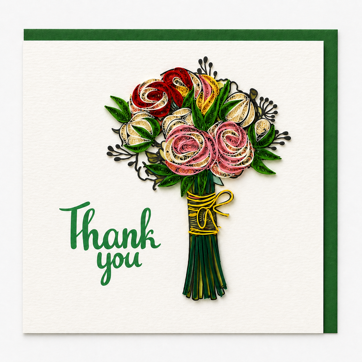 Quilling Bouquet of Flowers 'Thank You' Greeting Card