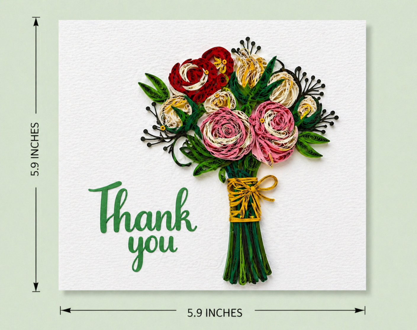 Quilling Bouquet of Flowers 'Thank You' Greeting Card