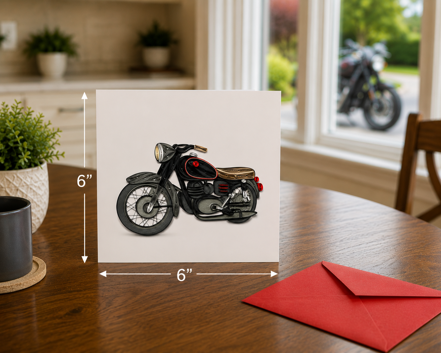 Quilled Motorcycle Celebration Card