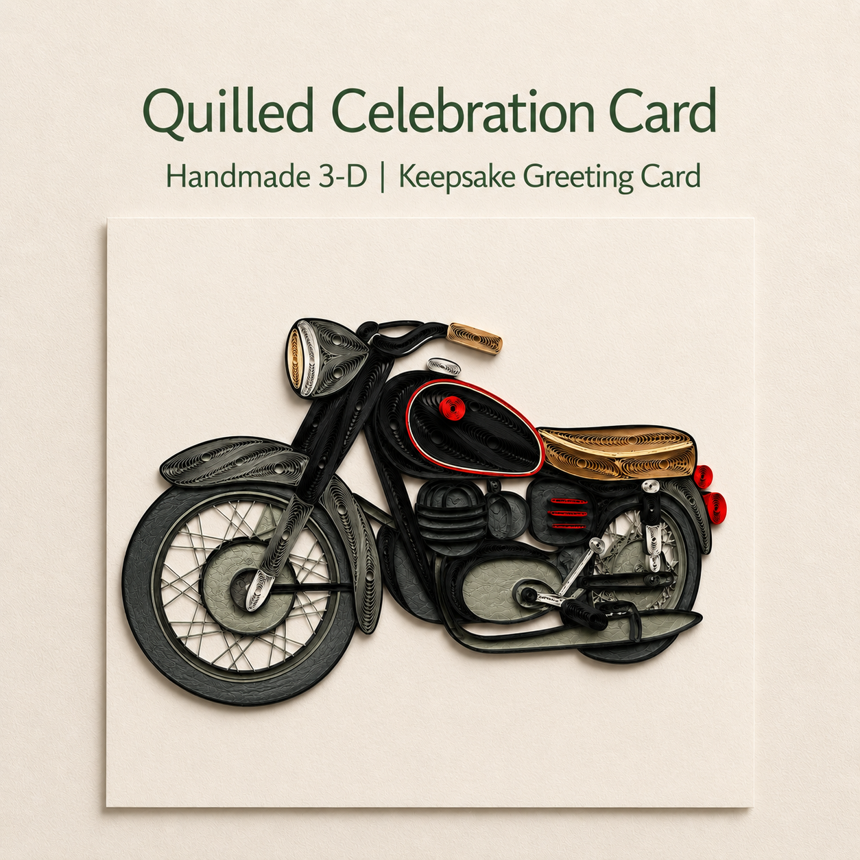 Quilled Motorcycle Celebration Card